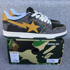 A Bathing Ape Bape SK8 Sta Grey Mustard Yellow Sneakers